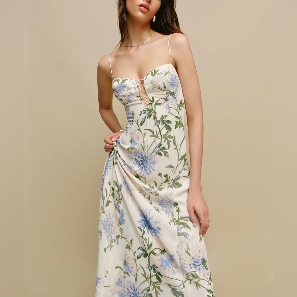 Reformation Emely Dress In Serenity, new without tags, never worn. - Picture 3 of 6